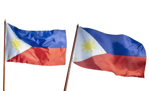 Two flags of the Philippines are shown, one on the left and one on the right Stock Photos