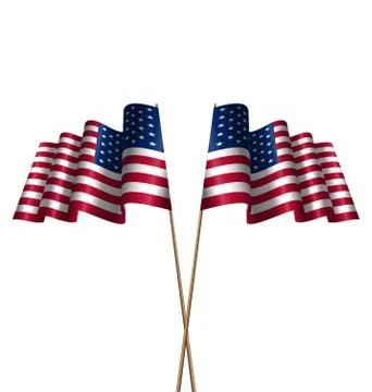 Two Flags USA Waving Wind Stock Illustration