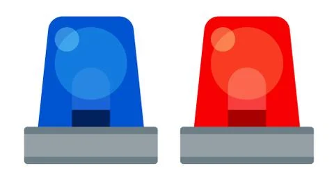 Two flashing lights of a red and blue police car vector icon flat isolated. Stock Illustration