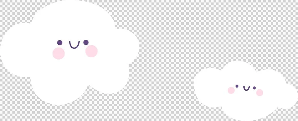 Two flat design clouds are floating on transparent background with purple dot 스톡 일러스트