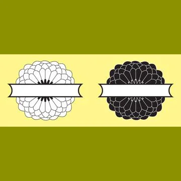 Two flat graphic black and white abstract flowers Stock Illustration