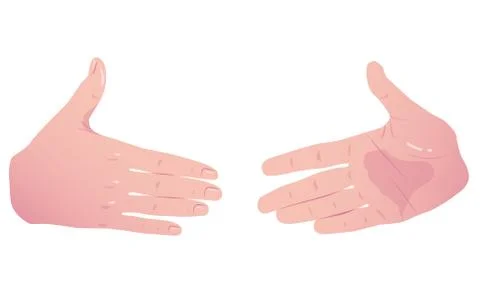 Two flat hands before handshake. Vector Concept Isolated on white background. Stock Illustration