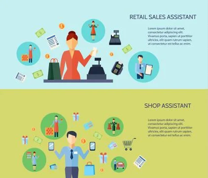 Two Flat Salesman Baner Stock Illustration