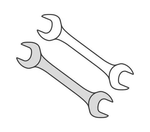 Two flat wrenches mechanic workshop. For a locksmith. Stock Illustration