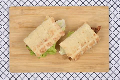 Two flatbread sandwiches Stock Photos