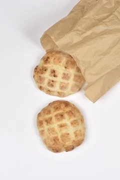 Two flatbreads from a paper bag 스톡 사진