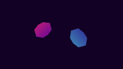 Two floating geometric shapes with vibrant gradient colors on dark background Видео 336263403