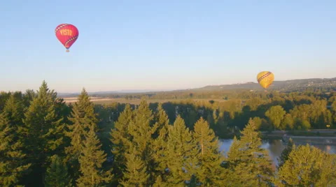 Two floating hot air balloons Stock Footage 59786478