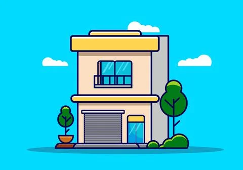 Two floor building flat illustration Ilustración de archivo