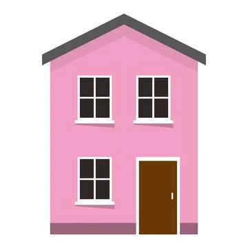 Two floor flat color house, vector illustration Stock Illustration