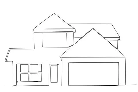 A two-floor house design with a big garage Stock Illustration