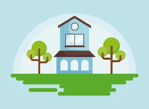 Two-floor house icon Ilustração Stock