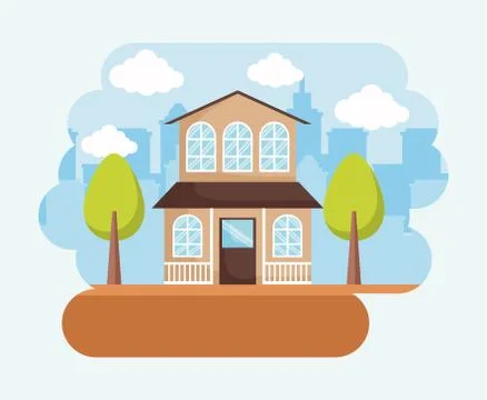 Two-floor house icon Ilustração Stock
