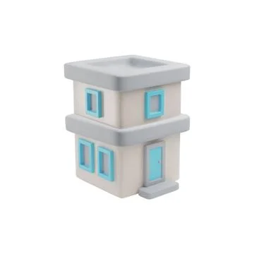 Two floors building 3D style vector, isometric house, hotel or office apartment Ilustración de archivo