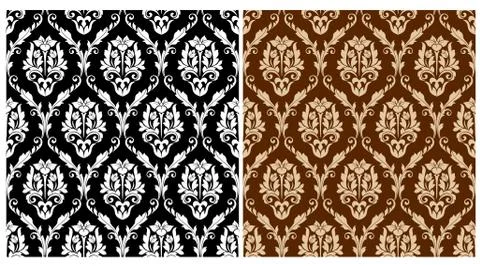 Two floral seamless arabesque patterns Illustration