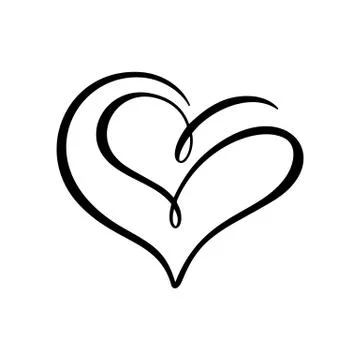 Two flourish lovers heart logo. Valentine card handmade vector calligraphy. D Stock Illustration
