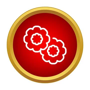 Two flower cookie icons in red circle Stock Illustration