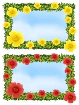 Two flower frames with sky background 스톡 일러스트