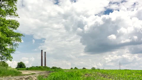 Two Flues on The Hill and Sky. Video Time-Lapse Stock Footage 133013270