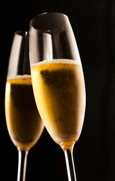 Two flutes of champagne Stock Photos