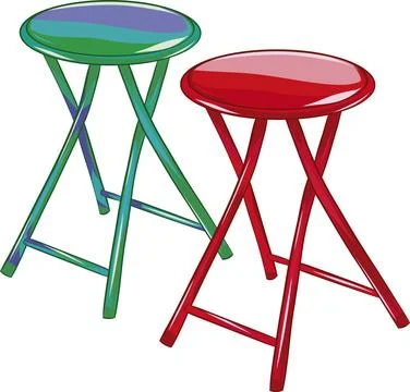 Two Foldable Stools for Modern Interior Spaces Stock Illustration