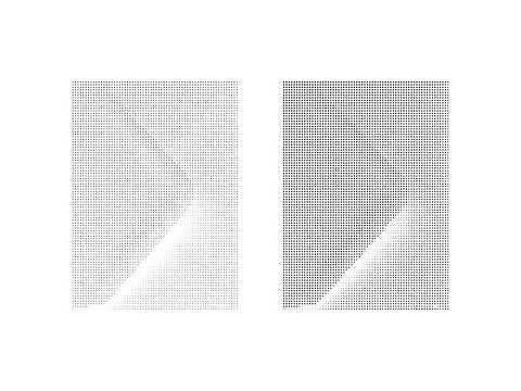 Two folded paper sheets represented by halftone dot texture patterns on whi.. イラスト素材