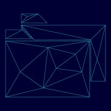 Two folder low poly triangulation triangulated polygonal electric cyan blue.. Ilustración de archivo
