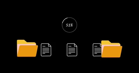 Two folders file transfer animation. File transfer from folder to folder, copyin 스톡 동영상 334433403