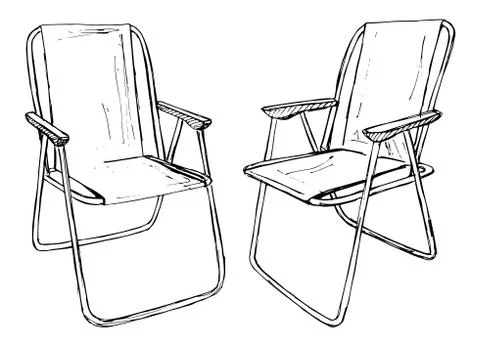 Two folding chairs on a white background isolation. Illustrazione stock