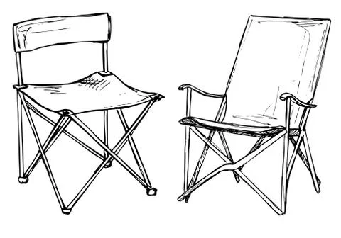 Two folding chairs on a white background isolation. Stock Illustration