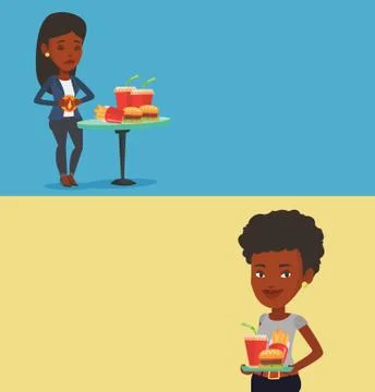 Two food and drink banners with space for text Ilustração Stock