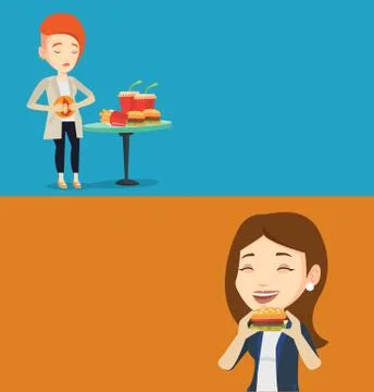 Two food and drink banners with space for text Ilustração Stock