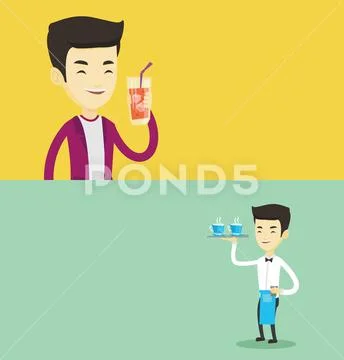 Two food and drink banners with space for text. Stock Illustration