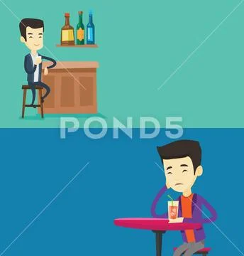 Two food and drink banners with space for text. Stock Illustration