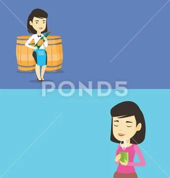 Two food and drink banners with space for text. Stock Illustration