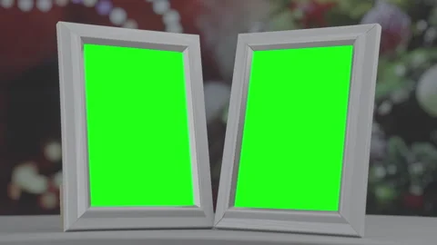 Two foto frames stands on table in decorating room Stock Footage 245479403