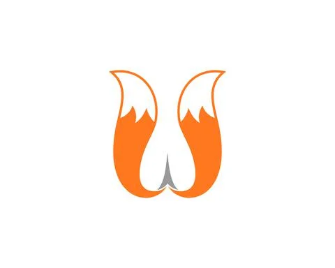 Two fox tail forming W Letter Stock Illustration