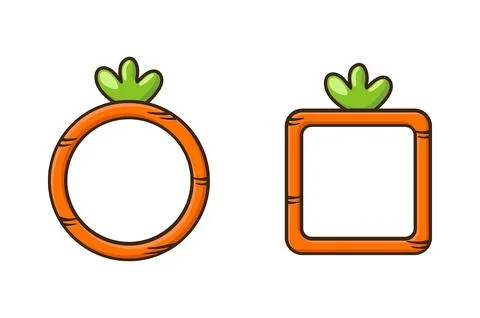 Two Frames carrot or avatar border on a white background. Vector cartoon fram Stock Illustration