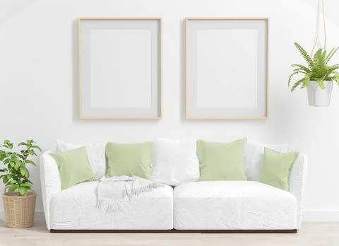 Two frames on a living room Stock Illustration