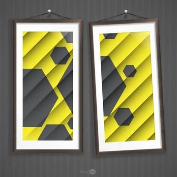 Two Frames Of Picture On A Striped Old Wall Two Frames Of Picture On A Str... Foto stock