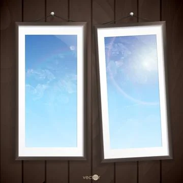 Two Frames Of Picture On A Striped Old Wall Two Frames Of Picture On A Str... Stock Photos