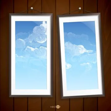 Two Frames Of Picture On A Striped Old Wall Two Frames Of Picture On A Str... Stock Photos