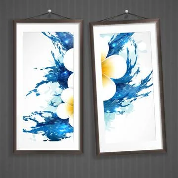 Two Frames Of Picture Two Frames Of Picture On A Striped Old Wall. Vector ... Stock Photos