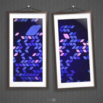 Two Frames Of Picture Two Frames Of Picture On A Striped Old Wall. Vector ... Stock Photos