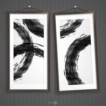 Two Frames Of Picture Two Frames Of Picture On A Striped Old Wall. Vector ... Stock Photos