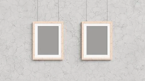 Two frames in stone style in pastel color for a poster and a photo on a gray Stock Illustration
