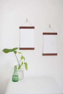 Two frames on a white wall Stock Photos