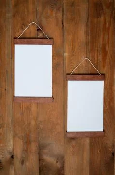 Two frames on a wooden background Stock Photos