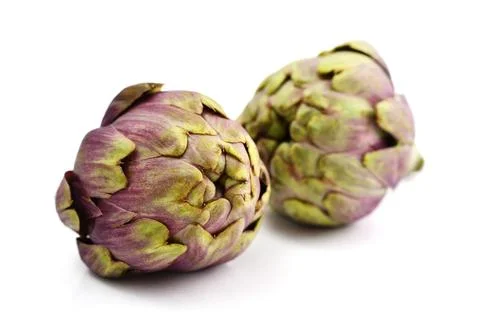 Two fresh artichokes Stock Photos
