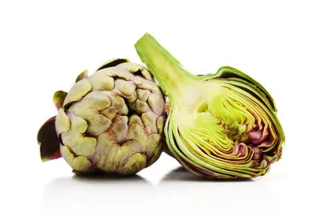 Two fresh artichokes Stock Photos